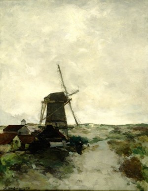 Landscape with houses and a mill